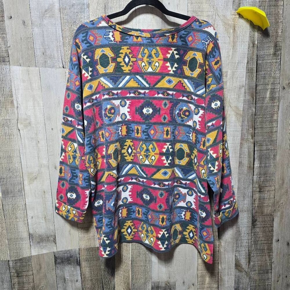 Classic Elements Vintage 90s Southwestern Knit Top Maximalist Hippy Western Retr